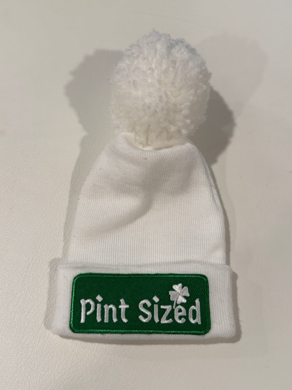 Pint Sized White Pom Baby Beanie